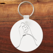 Elegant Bride en Groom Silhouette Sjabloon Sleutelhanger (Voorkant)