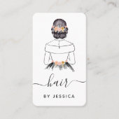 Elegant Bride Floral Chic Hairstyle Braid QR Code Visitekaartje (Voorkant)