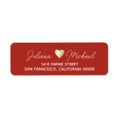 Elegant bride groom brick-red wedding etiket (Voorkant)