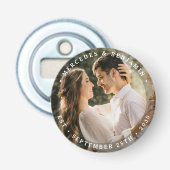 Elegant Bride Groom Modern Foto Name Date Weddensc Button Flesopener (Voorkant)