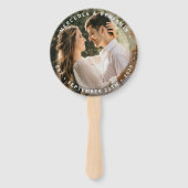 Elegant Bride Groom Modern Foto Name Date Weddensc Handwaaier (Voorkant)