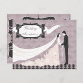 Elegant Bride & Groom Vector Wedding Kaart (Voorkant / Achterkant)