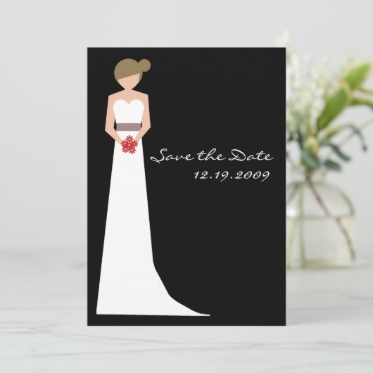 Elegant Bride in Gown Save The Date (Staand voorkant)