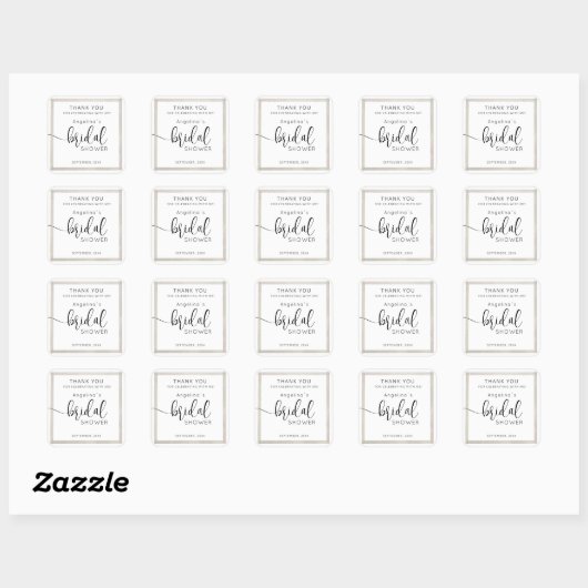 Elegant Bride Shower Square Sticker  (Feuille)