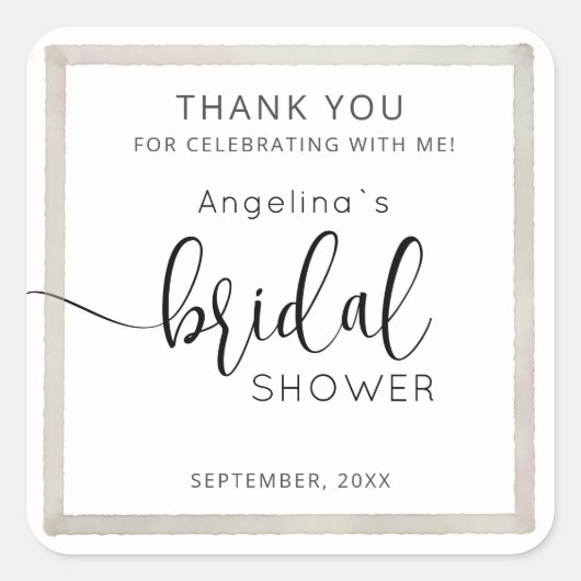 Elegant Bride Shower Square Sticker  (Devant)