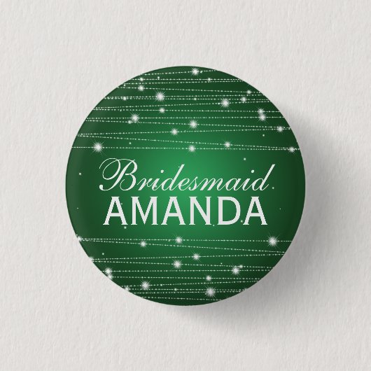 Elegant Bridesmaid Favor Sparking Lines Emerald Ronde Button 3,2 Cm (Voorkant)