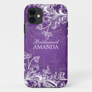 Elegant Bridesmaid Favor Swirls Paars iPhone 11 Hoesje