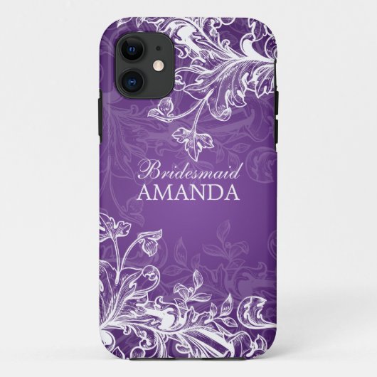 Elegant Bridesmaid Favor  Swirls Paars Case-Mate iPhone Case (Achterkant)