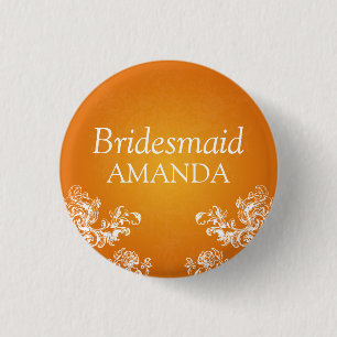 Elegant Bridesmaid  Swirls 2 Oranje Ronde Button 3,2 Cm