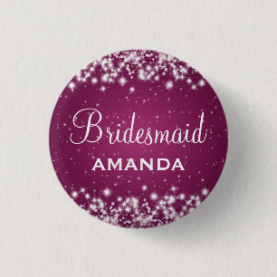 Elegant Bridesmaid Winter Sparkle roze Ronde Button 3,2 Cm