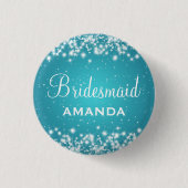 Elegant Bridesmaid Winter Sparkle Turquoise Ronde Button 3,2 Cm (Voorkant)