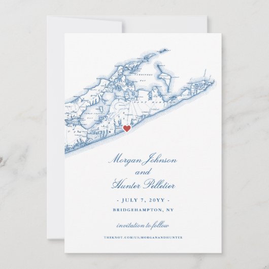 Elegant Bridgehampton Tennis & Surf Club Bruiloft Save The Date (Voorkant)