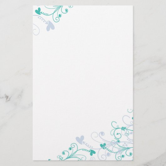 Elegant briefpapier - wervelingen en harten (Voorkant)