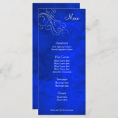 Elegant Bright Blue Silver Wedding Menu Kaart (Voorkant / Achterkant)