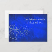 Elegant Bright Blue Silver Wedding RSVP (Voorkant / Achterkant)
