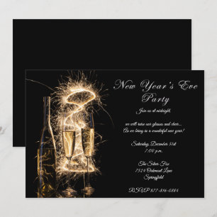 Elegant Bright Champagne New Years Eve Party Kaart
