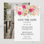 Elegant Bright Pink Floral Wedding Save The Date (Voorkant / Achterkant)