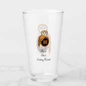 Elegant British Barn Owl Monogram Glas (Voorkant)