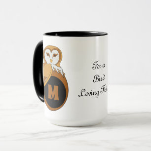 Elegant British Barn Owl Monogram Mok