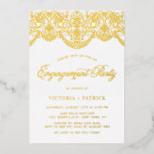 Elegant Brocade Lace Photo Engagement Party Folie Uitnodiging (Voorkant)