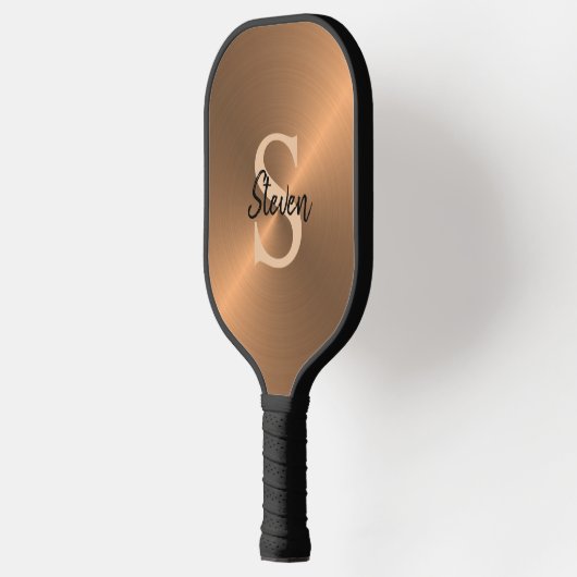 Elegant Brons Metallic Monogram Naam Mannen Pickleball Paddle (Links)