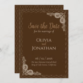 Elegant Bronze  bruiloft Save the Date Kaart (Voorkant / Achterkant)