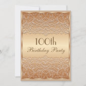 Elegant Bronze French Lace 100th Birthday Kaart (Voorkant)