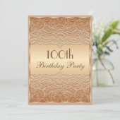 Elegant Bronze French Lace 100th Birthday Kaart (Staand voorkant)