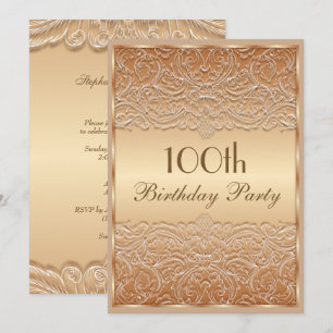 Elegant Bronze French Lace 100th Birthday Kaart
