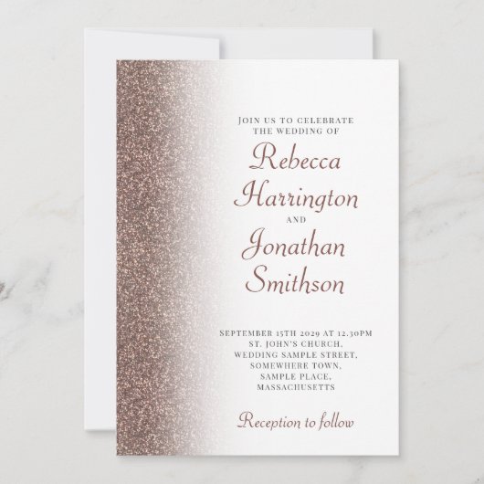 Elegant Bronze Glitter Script Weddenschap Kaart (Voorkant)