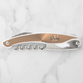 Elegant Bronze Metallic Monogram Naam Kurkentrekker (Achterkant)