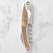 Elegant Bronze Metallic Monogram Naam Kurkentrekker (Achterkant)