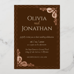 Elégant bronze orné Mariage Foil Invitation