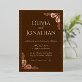 Elégant bronze orné Mariage Foil Invitation (Debout devant)