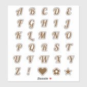 Elegant Bronze Script Capital Letters Alphabet Sticker (Vel)