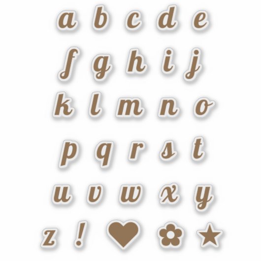Elegant Bronze Script Letters Alphabet Initialen Sticker (Voorkant)