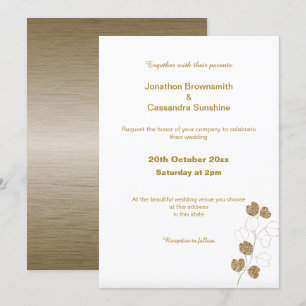ELEGANT BRONZEN GOUD EUCALYPTUS TROUWKAART KAART