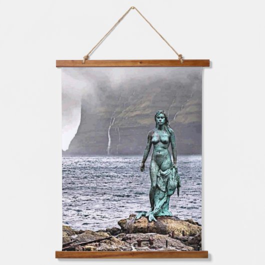 elegant bronzen zeemeerminstandbeeld hangend wandkleed (Voorkant)