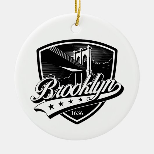 Elegant Brooklyn Shield en Swoosh-ontwerp Keramisch Ornament (Voorkant)