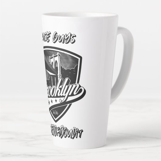 Elegant Brooklyn Swoosh Logo Design Latte Mok (Rechterhoek)