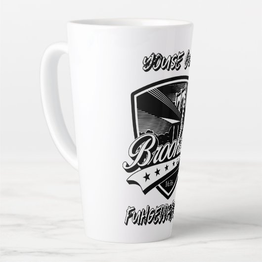 Elegant Brooklyn Swoosh Logo Design Latte Mok (Linkerhoek)