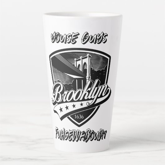 Elegant Brooklyn Swoosh Logo Design Latte Mok (Voorkant)