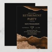 Elegant Brown Agate Gemstone Retirement Party Kaart (Voorkant / Achterkant)