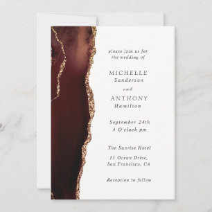 Elégant Brown Agate Gold Invitation