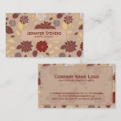 Elegant Brown and beige Retro Flowers Visitekaartje (Voorkant / Achterkant)
