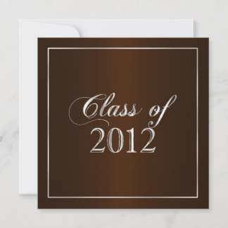 Elegant Brown and Silver Class of 2012 Invitation Kaart