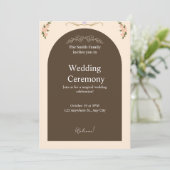 Elegant Brown Arch Floral Wedding Invitation | Min (Debout devant)
