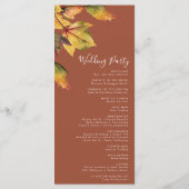 Elegant Brown Autumn Foliage Modern Wedding Programma (Achterkant)