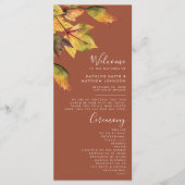 Elegant Brown Autumn Foliage Modern Wedding Programma (Voorkant)
