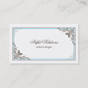  Elegant Brown Blauwgroen Scroll Visitekaartje